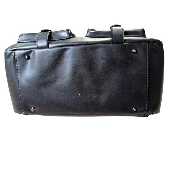 6 Pack Fitness Rene Tote Black Leather Travel & Gym Bag With Meal compartments - Picture 3 of 9